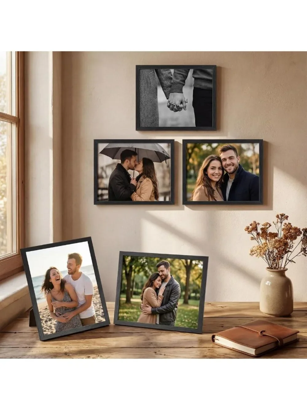 Elegant Black 8x10 Picture Frames Set of 6 | Classic MDF Wall & Tabletop Decor